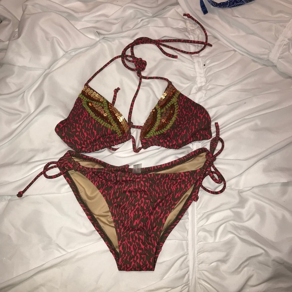victoria secret cheetah bikini with sequins - Picture 1 of 1